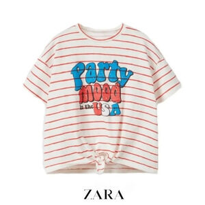 ZARA Kids | White | “USA” STRIPED T-SHIRT